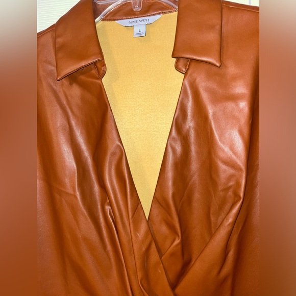 NWT, Nine West Brown Faux Leather Dress, Size Large - Picture 2 of 8